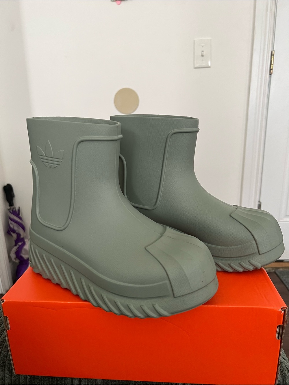 adidas Women's Sage Green Chunky Waterproof Rain Boots